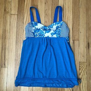 EUC Lululemon Blue & White Back on Track Tank Top